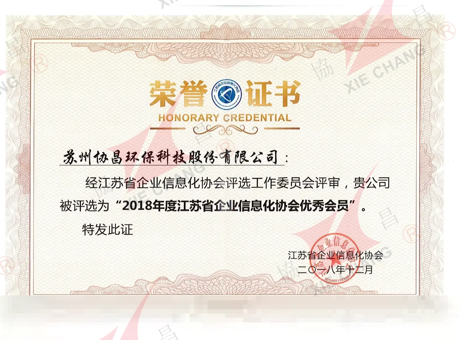 Outstanding Member 2018 — Jiangsu Enterprise Informatization Association