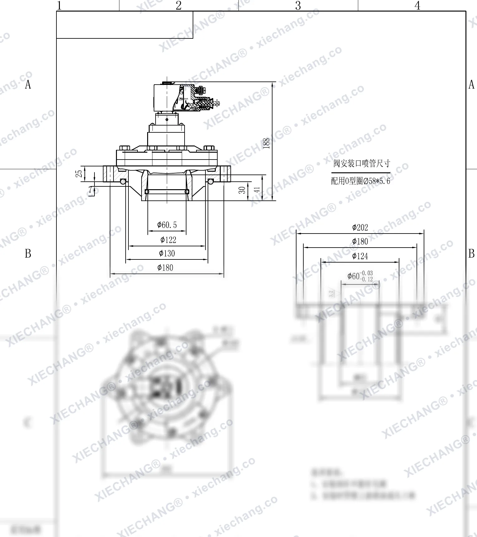 DCF-F-Y-50S · 2" · explosion-proof immersed/submerged pulse valve — Installation Drawing