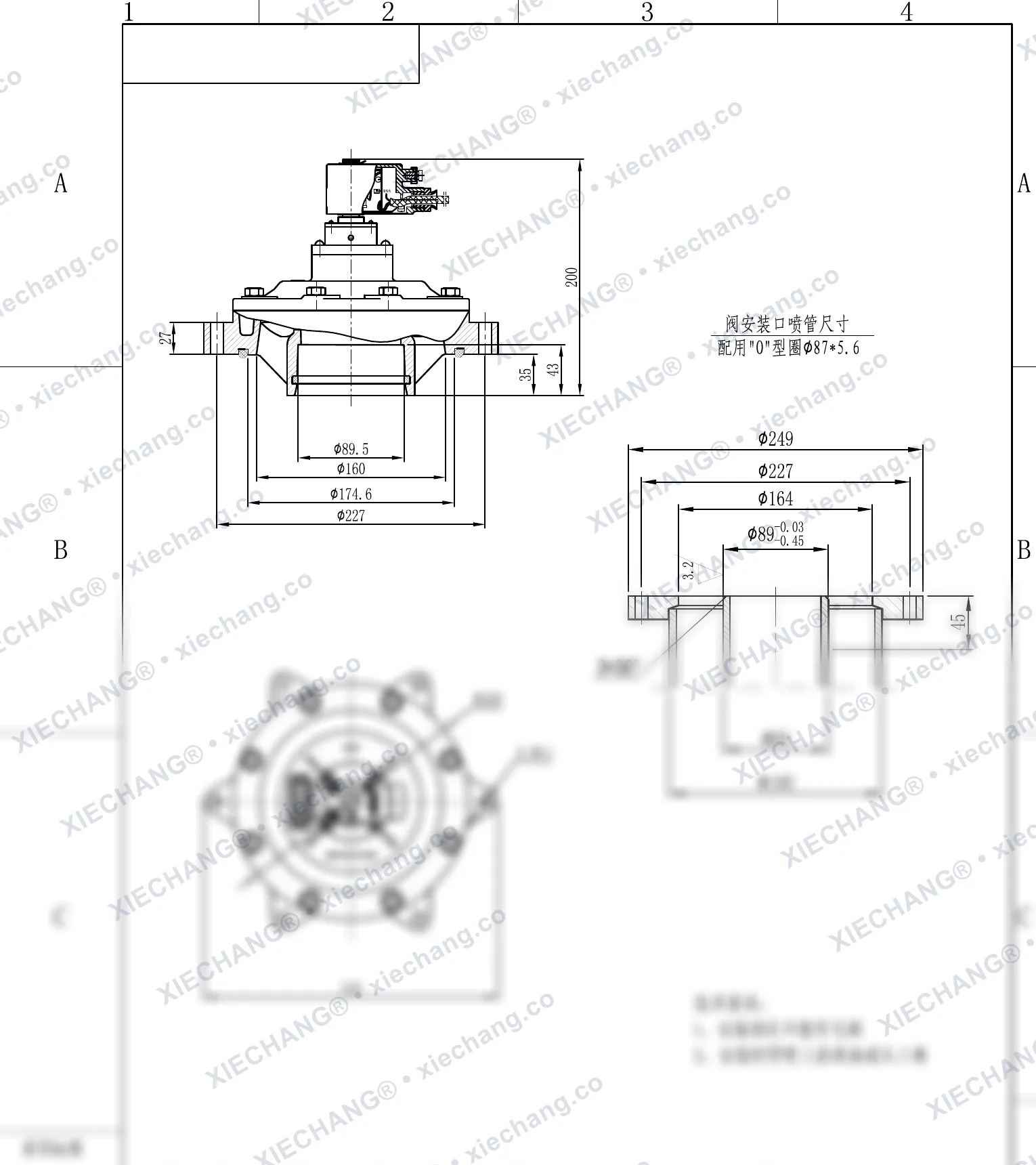 DCF-F-Y-76S(standard O-ring) · 3" · explosion-proof immersed/submerged pulse valve — Installation Drawing