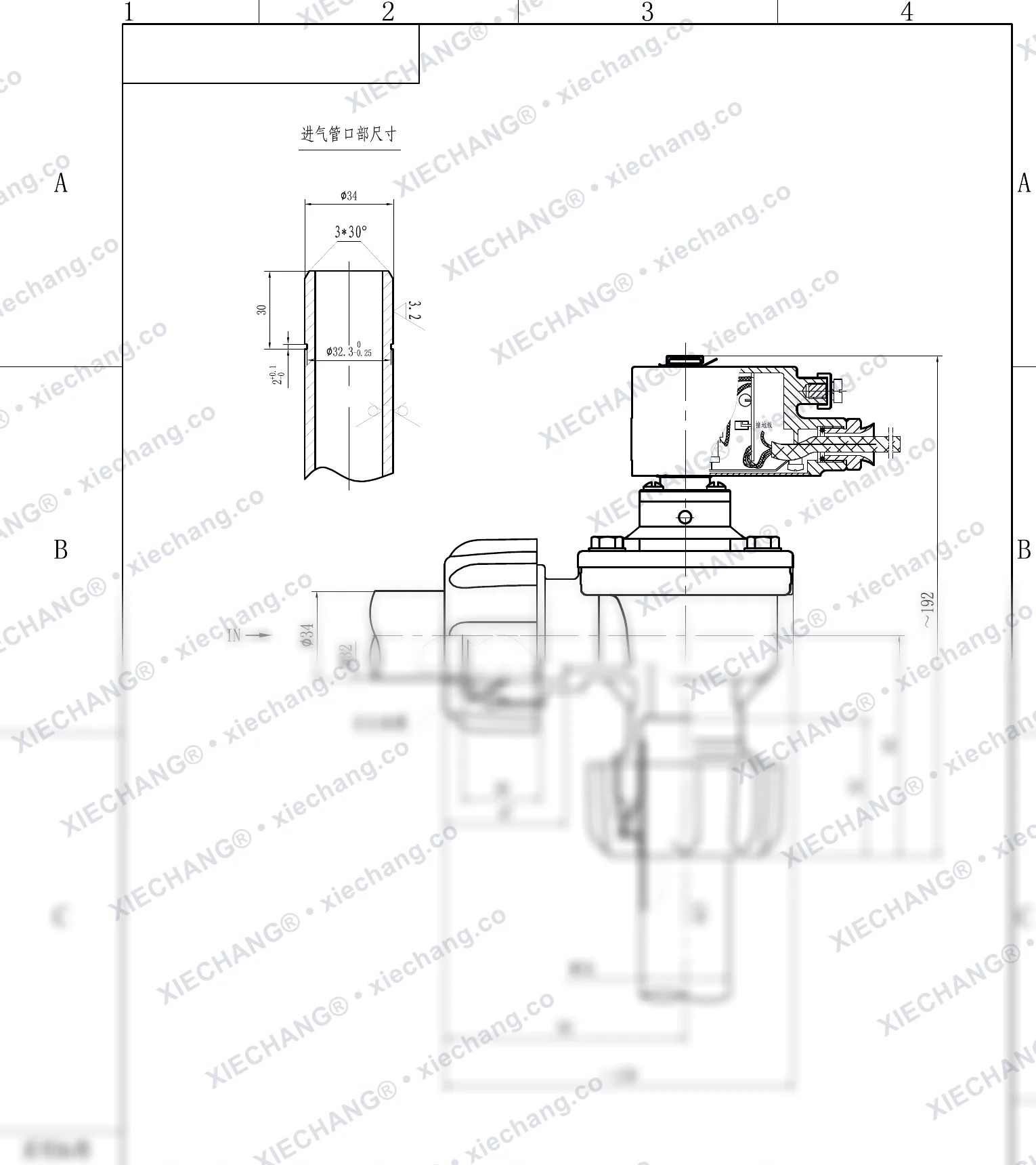 DCF-F-ZM-25 · 1" · explosion-proof male-thread right-angle pulse valve — Installation Drawing