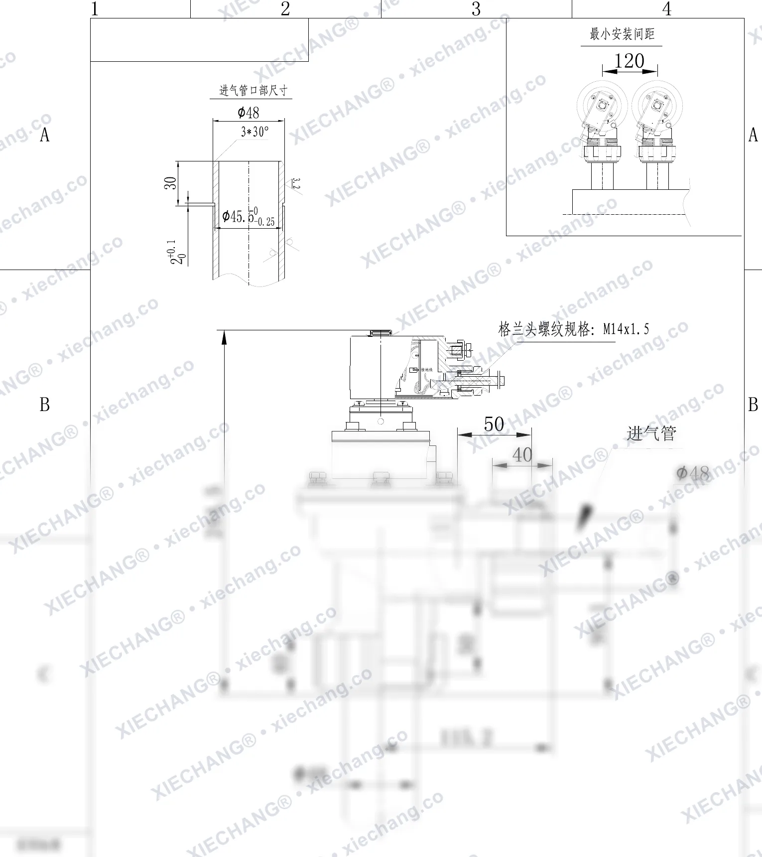 DCF-F-ZM-40S-C · 1½" · explosion-proof male-thread pulse valve — Installation Drawing