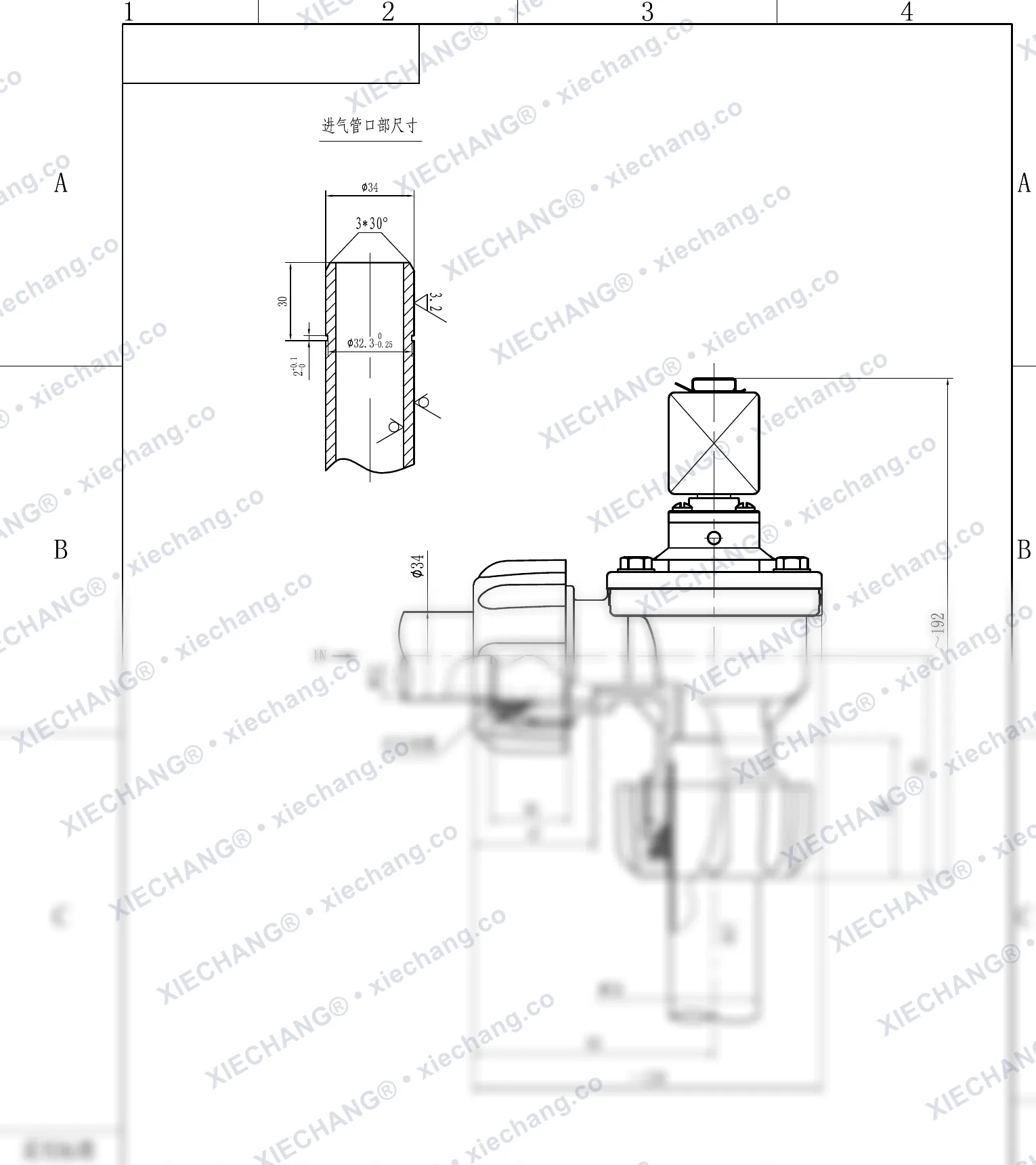 DCF-ZM-25 · 1" · male-thread right-angle pulse valve — Installation Drawing