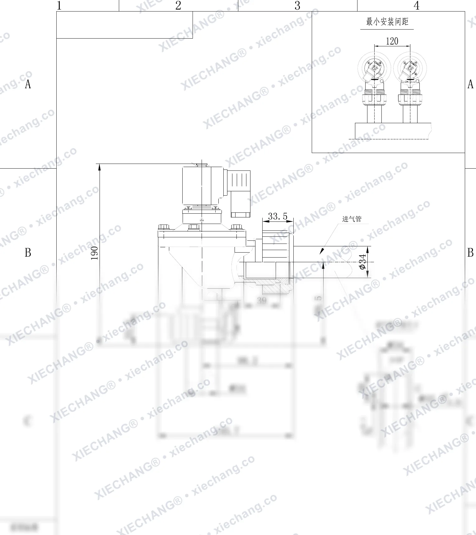 DCF-ZM-25-C · 1" · male-thread pulse valve — Installation Drawing