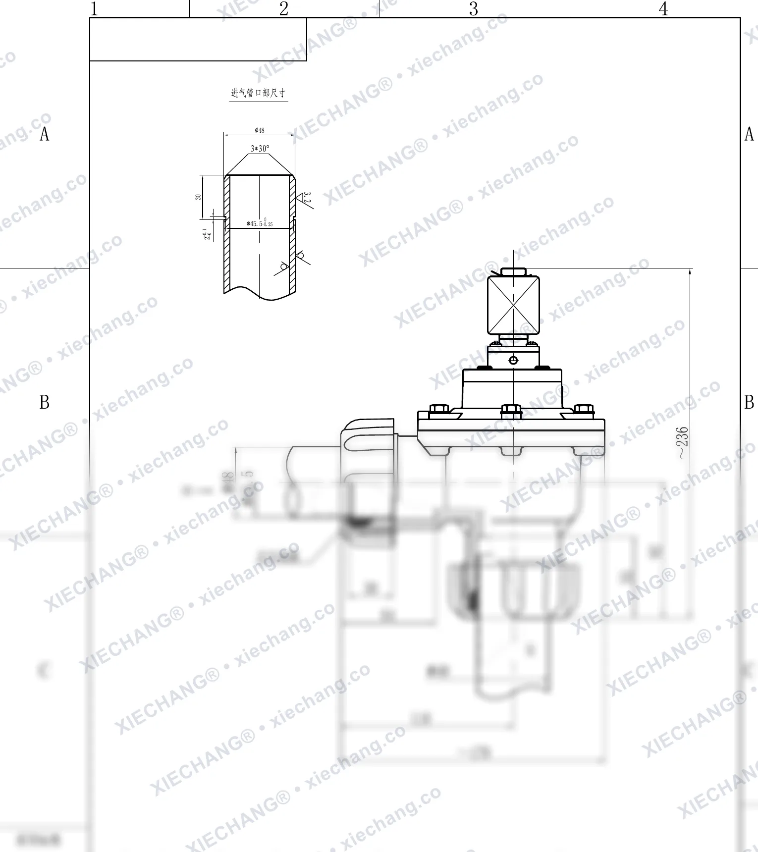 DCF-ZM-40S · 1½" · male-thread right-angle pulse valve — Installation Drawing