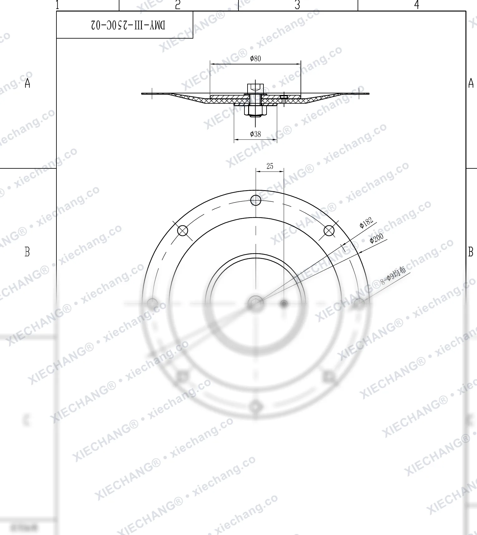 DMY-Ⅲ-250C-02 · DN250 · diaphragm assembly (2nd-stage / secondary, 10 inch) — Assembly Drawing