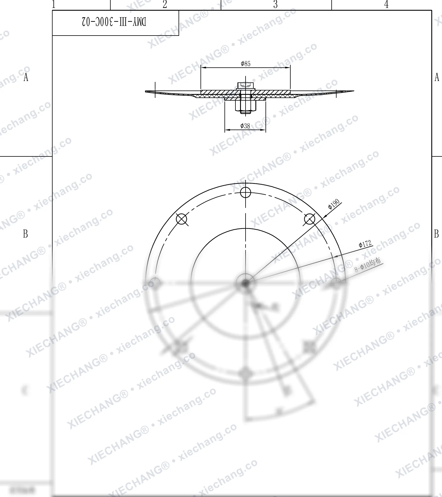 DMY-Ⅲ-300C-02 · DN300 · diaphragm assembly (2nd-stage / secondary, 12 inch) — Assembly Drawing
