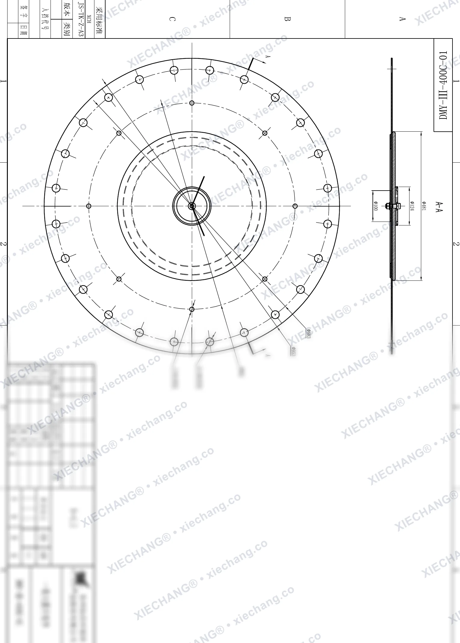 DMY-Ⅲ-400C-01 · DN400 · diaphragm assembly (1st-stage / primary large, 16 inch) — Assembly Drawing