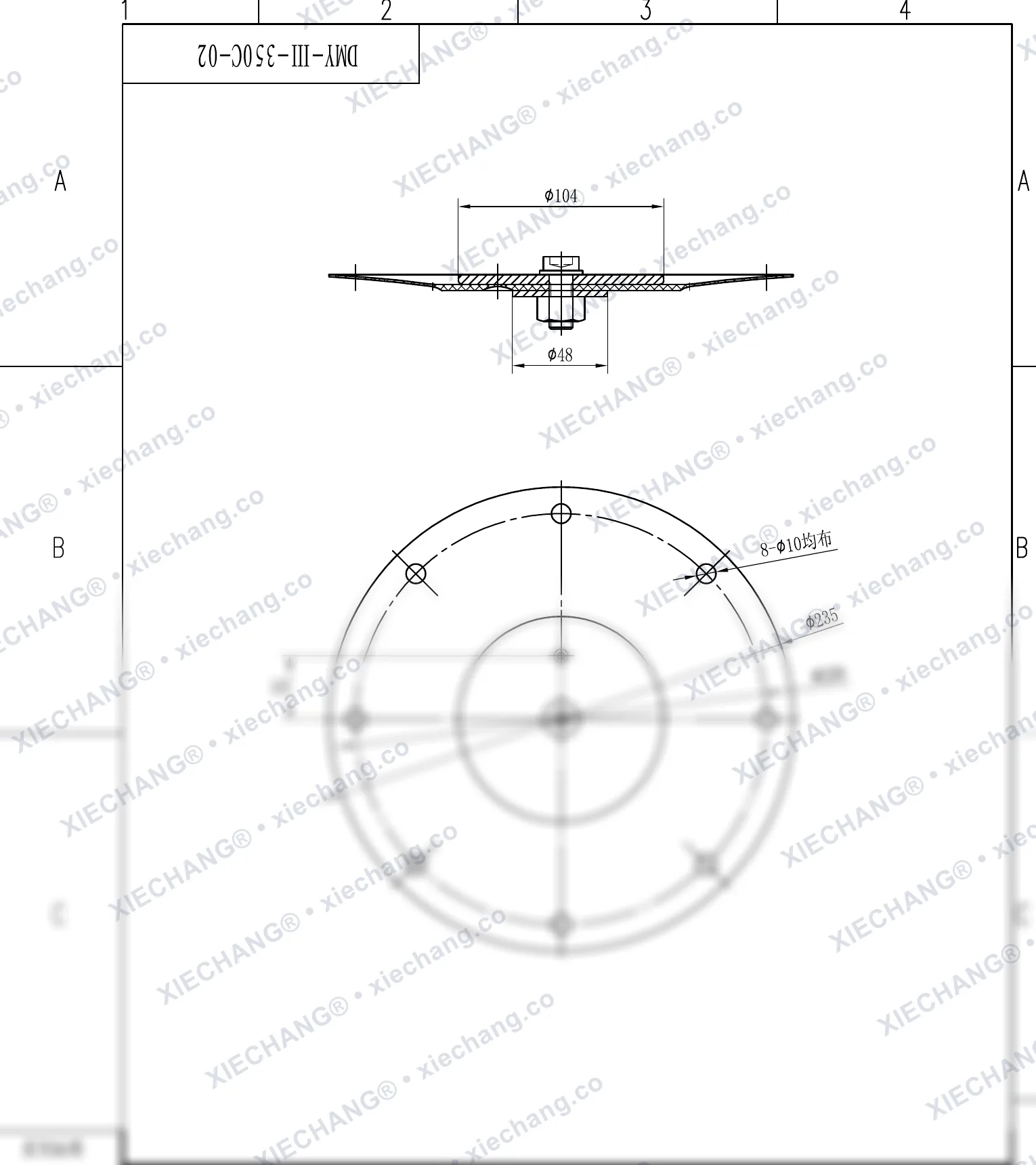 DMY-III-350C-02 · DN350 · diaphragm assembly (2nd-stage / secondary small, 14 inch) — Assembly Drawing