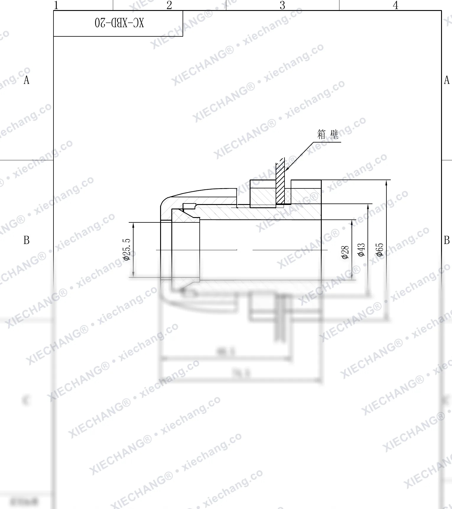 XC-XBD-20 · DN20 · single-thread bulkhead connector — Installation Drawing