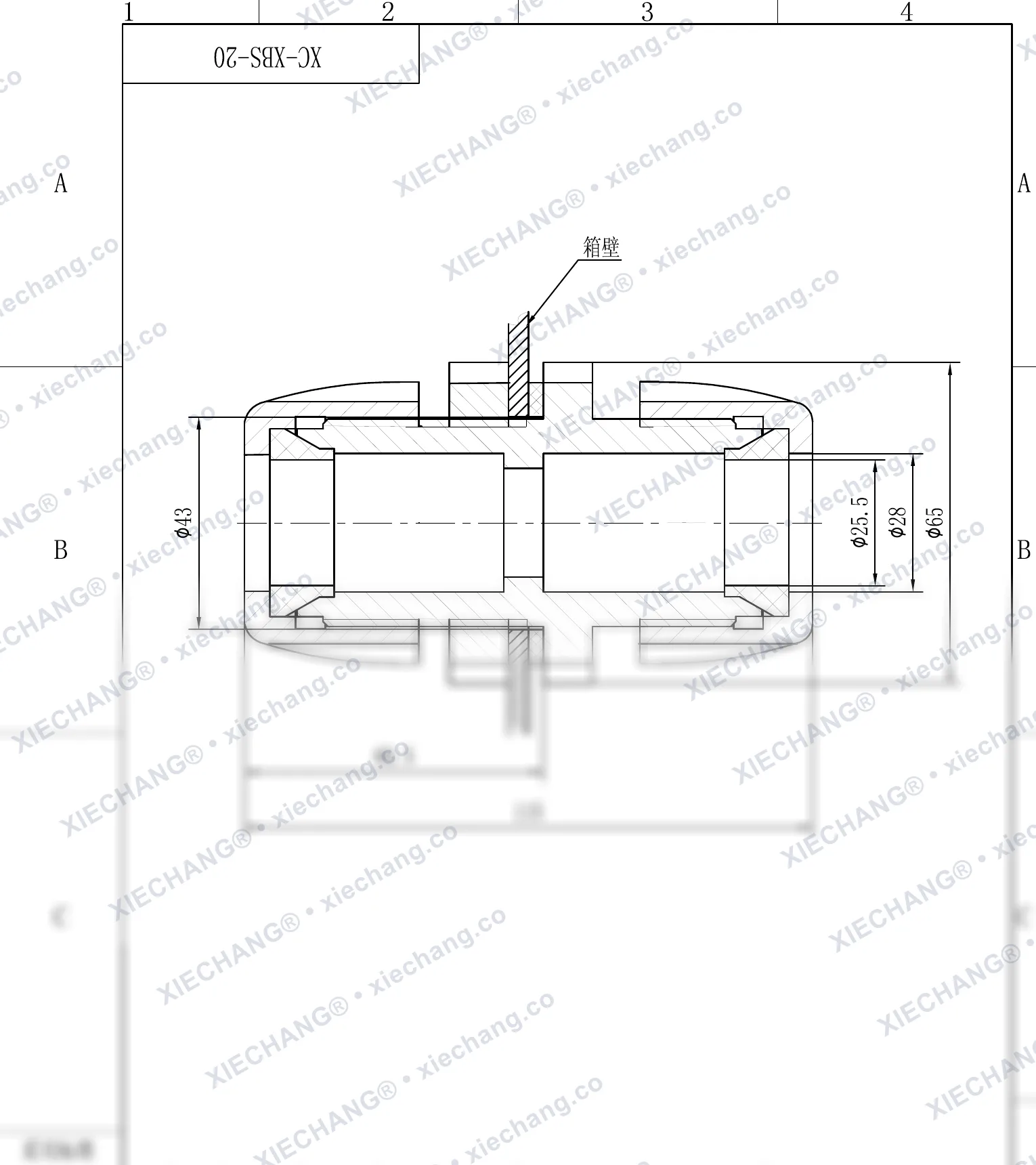 XC-XBS-20 · DN20 · double-thread bulkhead connector — Installation Drawing