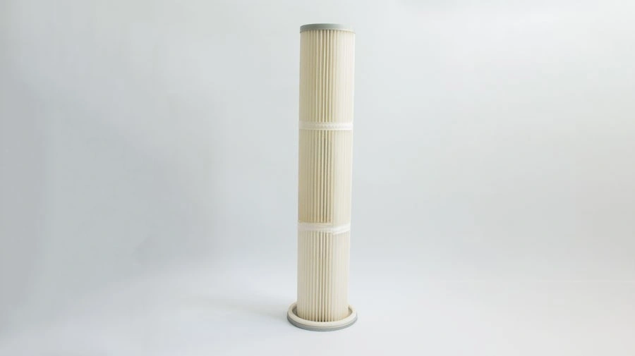 Pleated baghouse cartridge installed in dust collector system